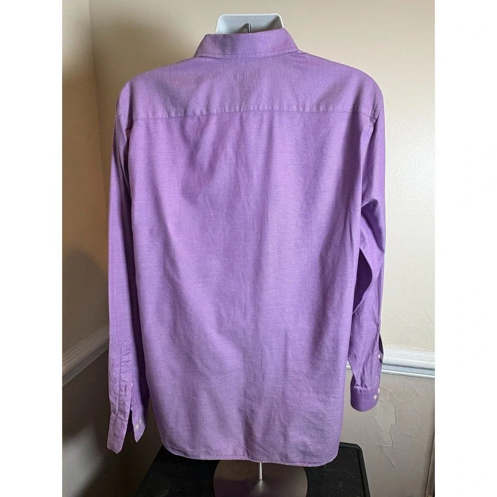 Banana Republic Shirt Men's XL Untucked Slim‎ Fit Purple Long Sleeve Button